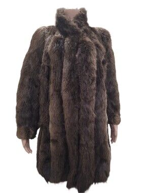 Vintage Gina Gabriel Genuine Beaver Fur Coat 1980s Made in Greece Full Length